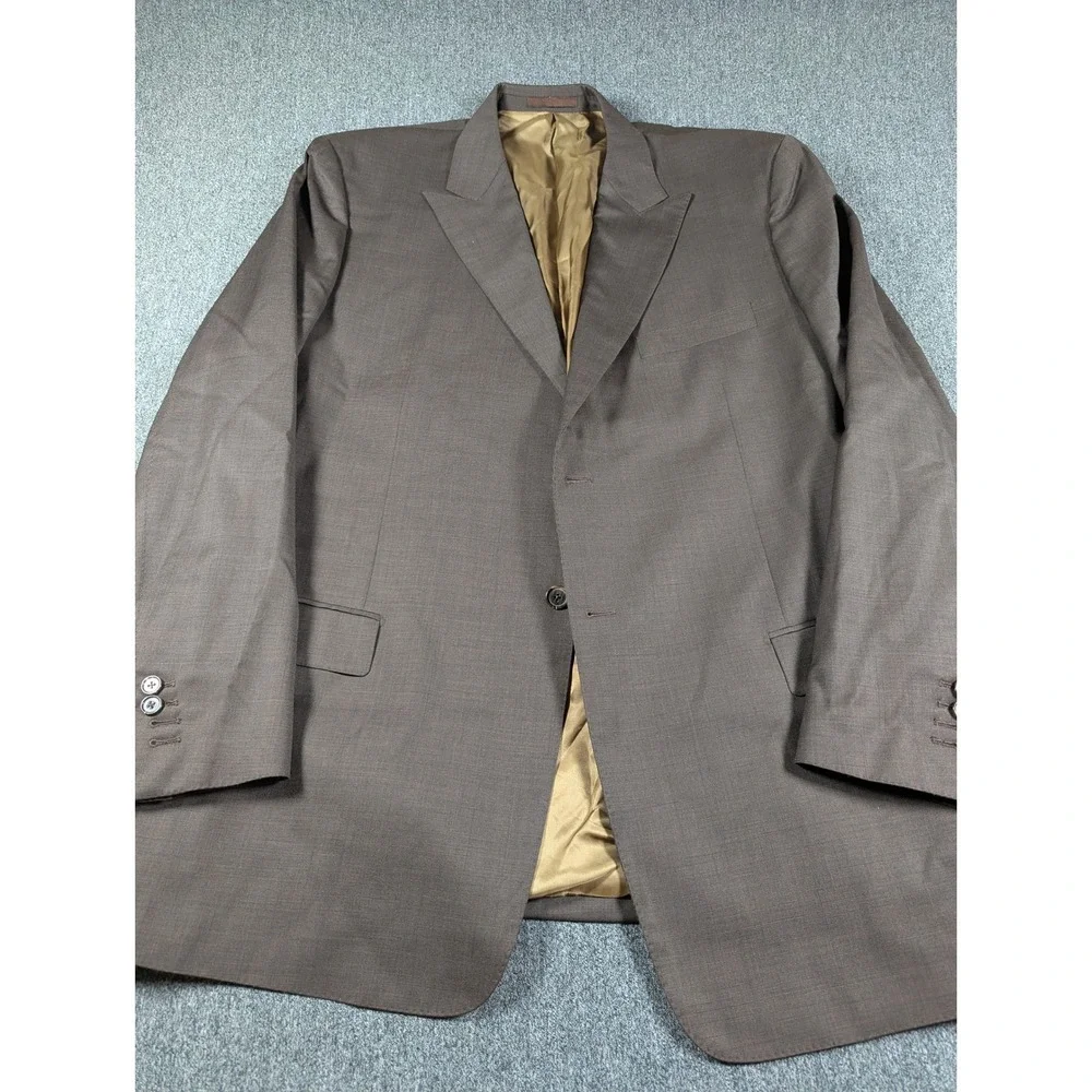 Jhane Barnes Spectrum II Mens Brown Wool Blazer Jacket 48L Peak Lapel Single Bre